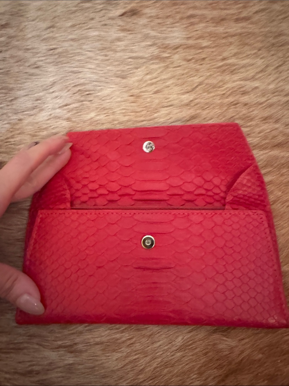 Red Python Envelope Clutch - Picture 2 of 5